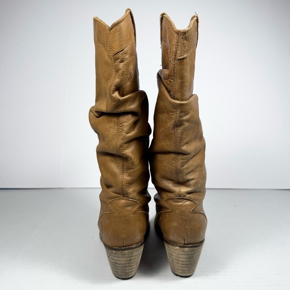 Steve Madden Leather Western Style Cowboy Boot Tan Womens Size 6 - Picture 5 of 9